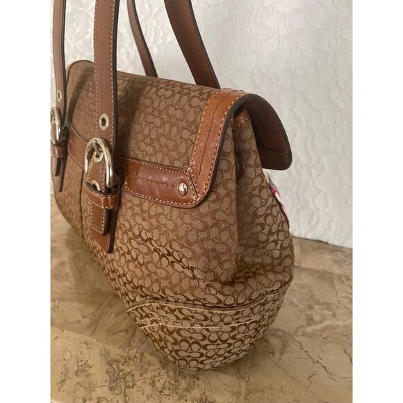 Coach SOHO Signature C Canvas Leather brown Shoulder bag HandBag F12312 - Picture 5 of 10